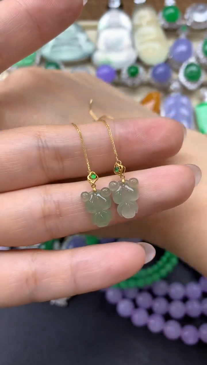 【闪购商品】翡翠耳饰18K金镶嵌22-中国好珍宝