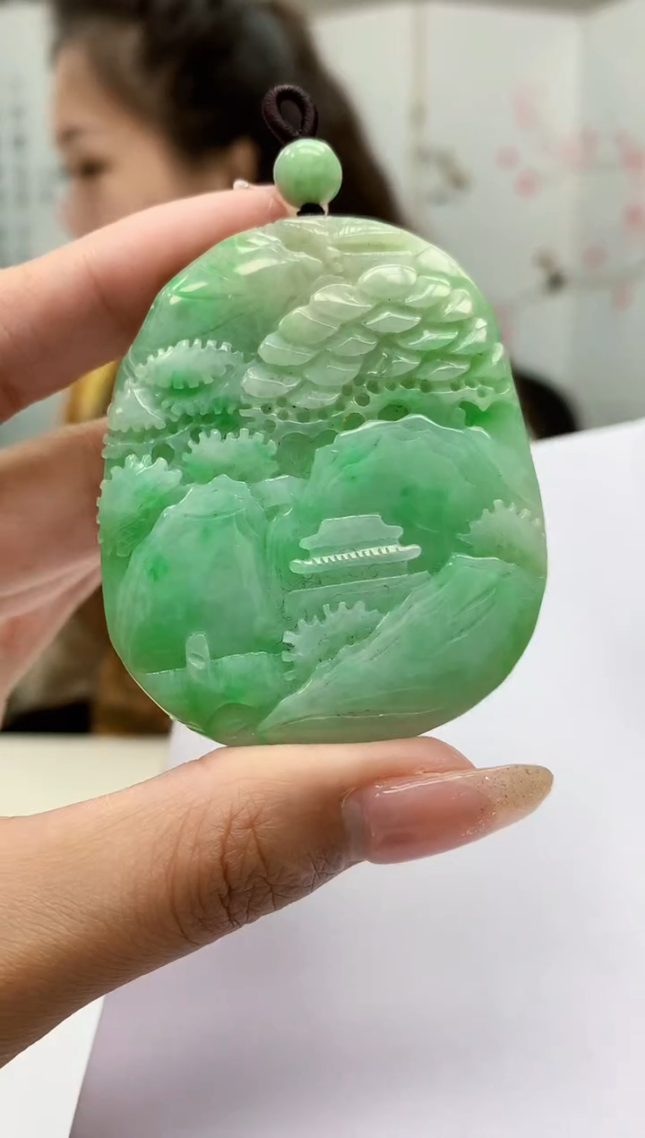 【闪购商品】定制翡翠未镶嵌4989mm-毛货挂件83