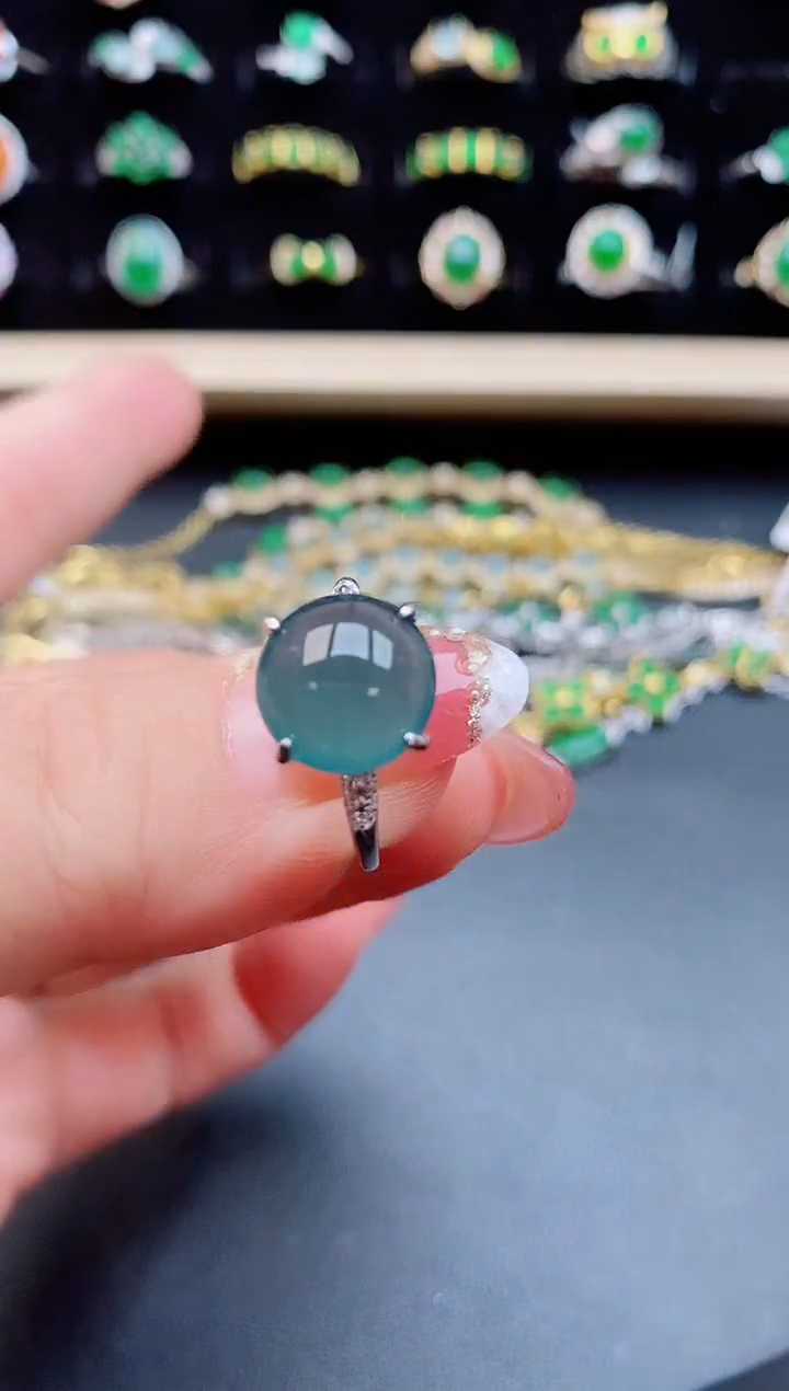 【闪购商品】翡翠戒指银S925镶嵌80500