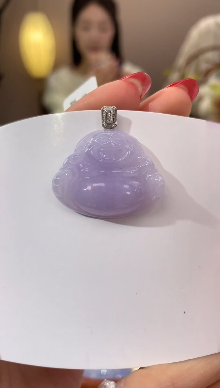 【闪购商品】翡翠颈饰18K金镶嵌天然缅甸a货翡翠