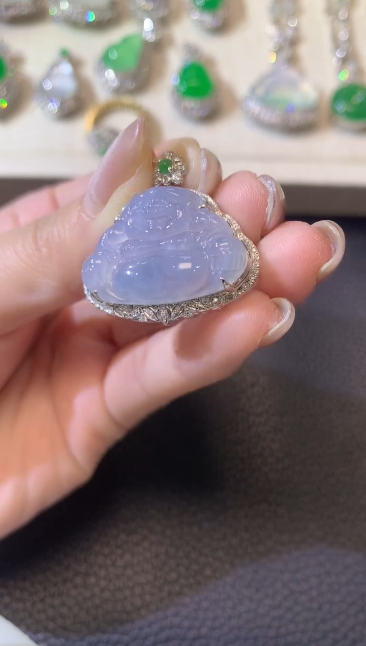 【闪购商品】翡翠吊坠(不含链)18K金镶嵌A17紫货有一定色差