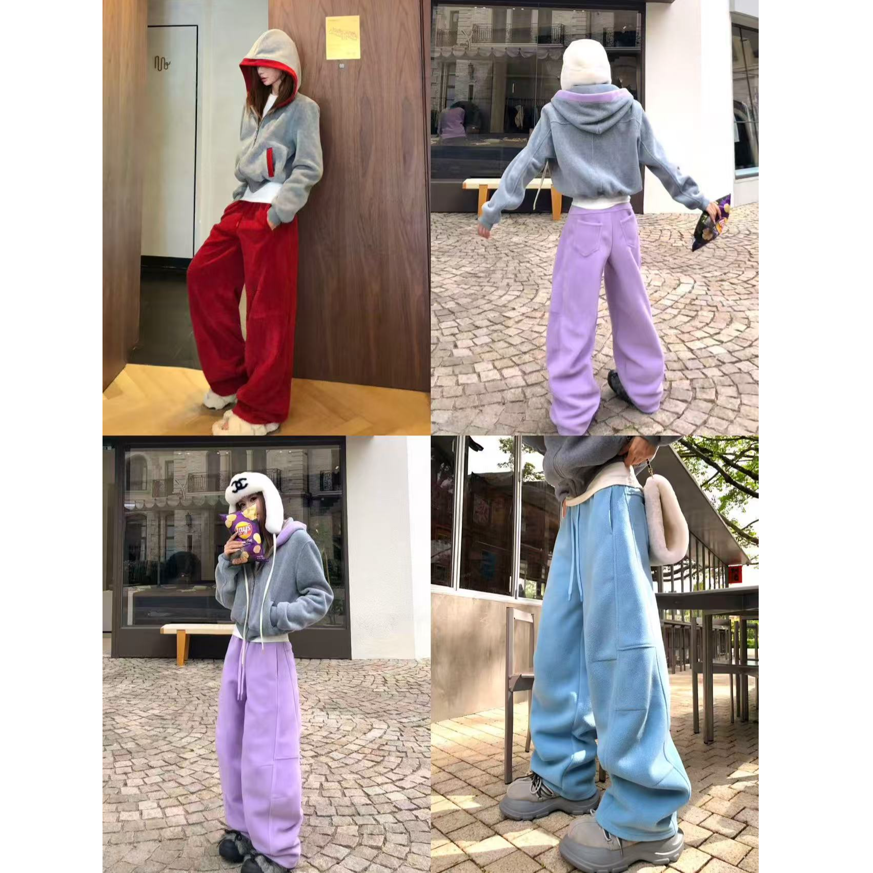 婉君T【摇粒绒彩色裤】加厚”300g双面摇粒绒“弯刀裤LWJ25D4K3834