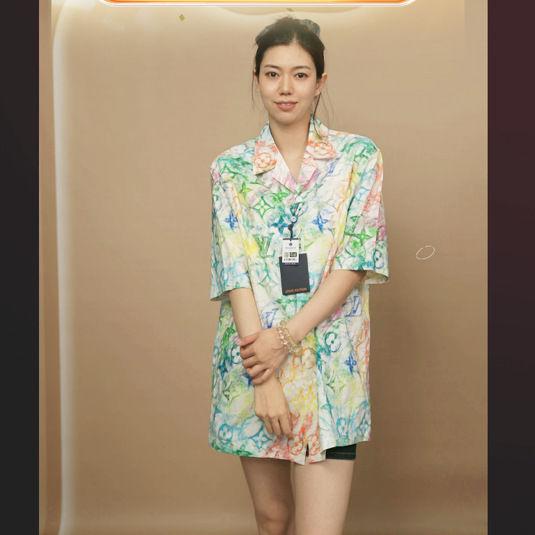 95新 LouisVuitton/路易威登 涂鸦男士短袖衬衫L码/250827ZWH9M01