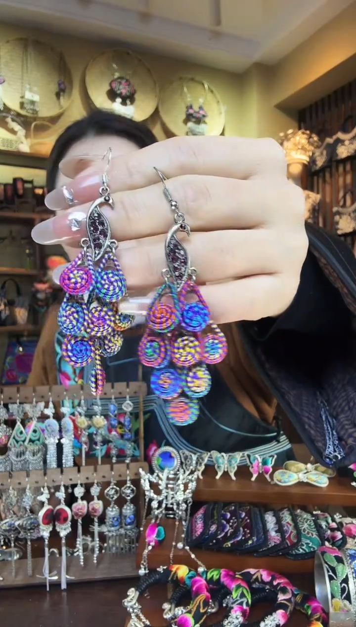 刺绣非遗刺绣民族风耳环