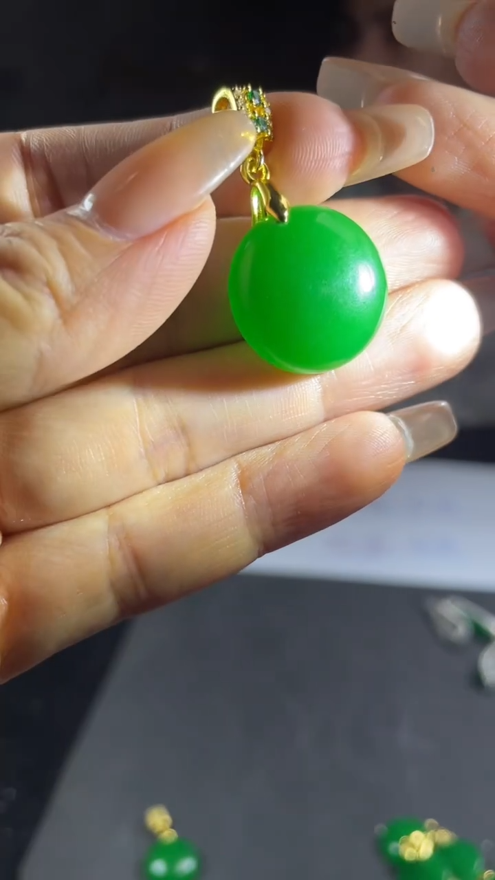非金属无｛高端甄选} A102绿色大平安扣吊坠