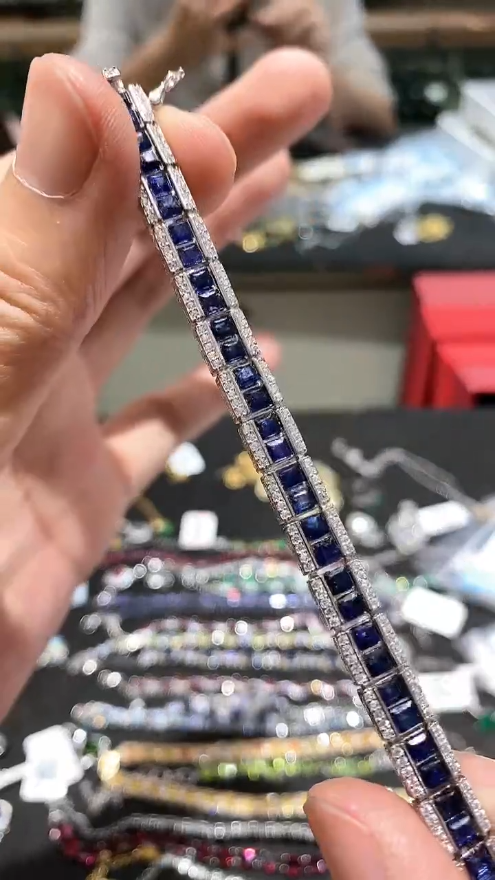 【闪购商品】蓝宝石手链银S925镶嵌手链