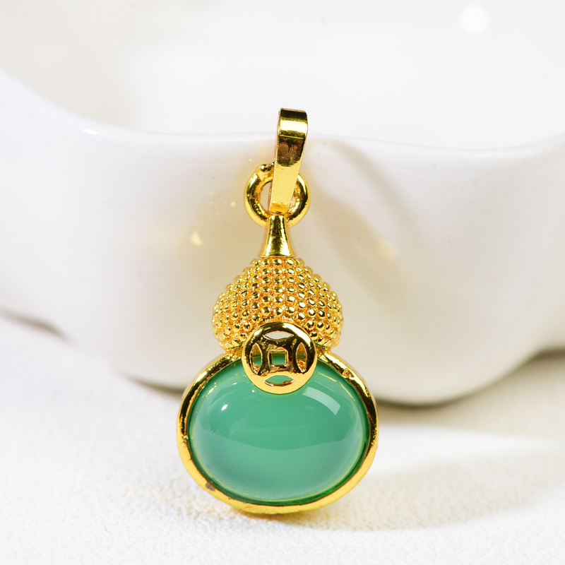 【丹丹甄选】精美时尚玉髓葫芦合金镶嵌吊坠赠链 YPN10