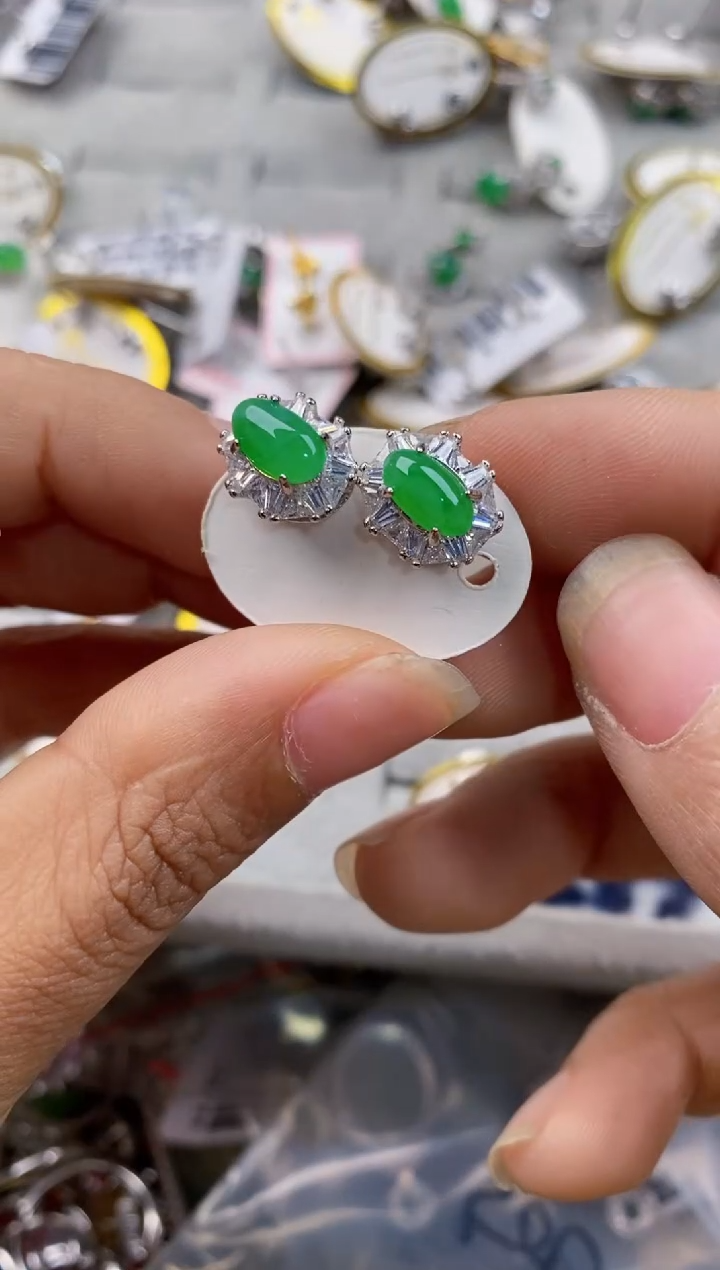 银S925镶嵌戒指翡翠666---7