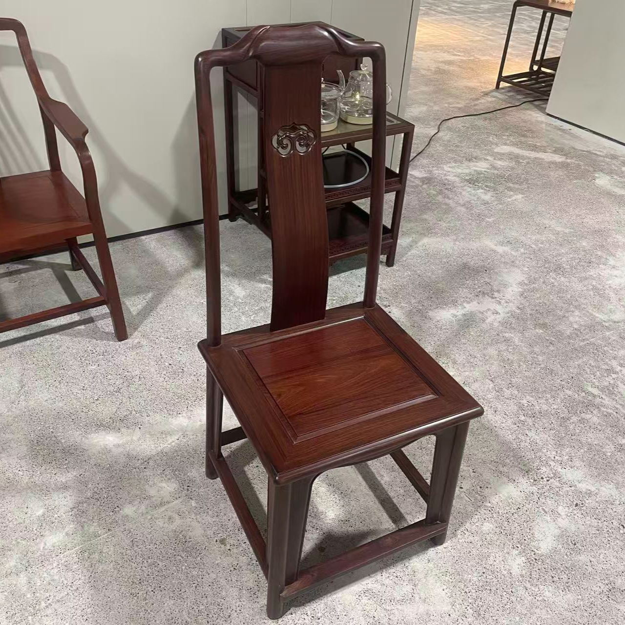 国标红木红酸枝餐椅古典椅子官帽椅47*45*108