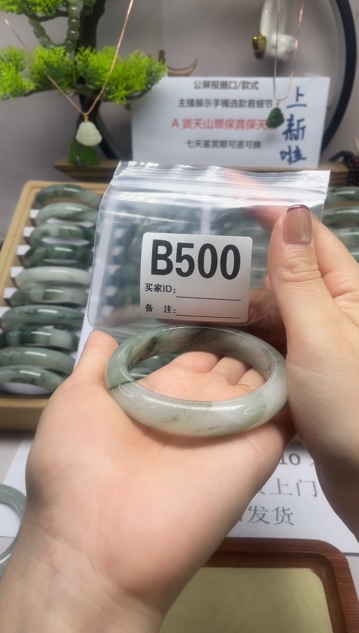 【闪购商品】石英质玉（天山翠）手镯未镶嵌b500