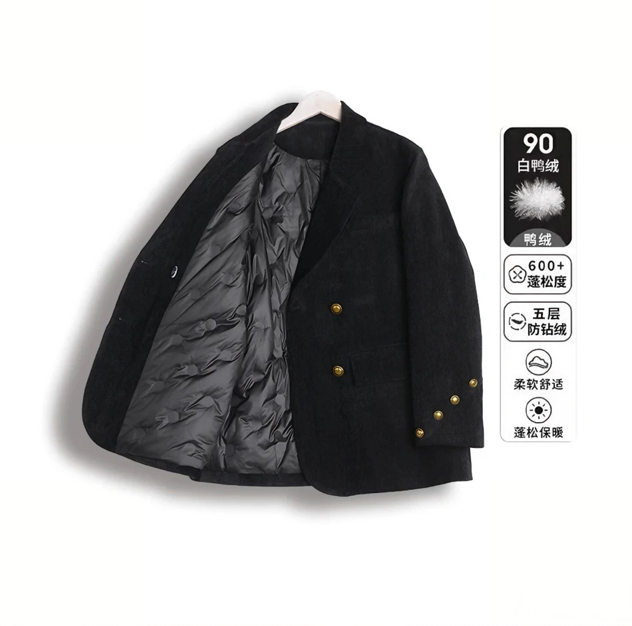 新国标90白鸭绒小个子羽绒服西装外套复古韩版雪尼尔冬季保暖休闲