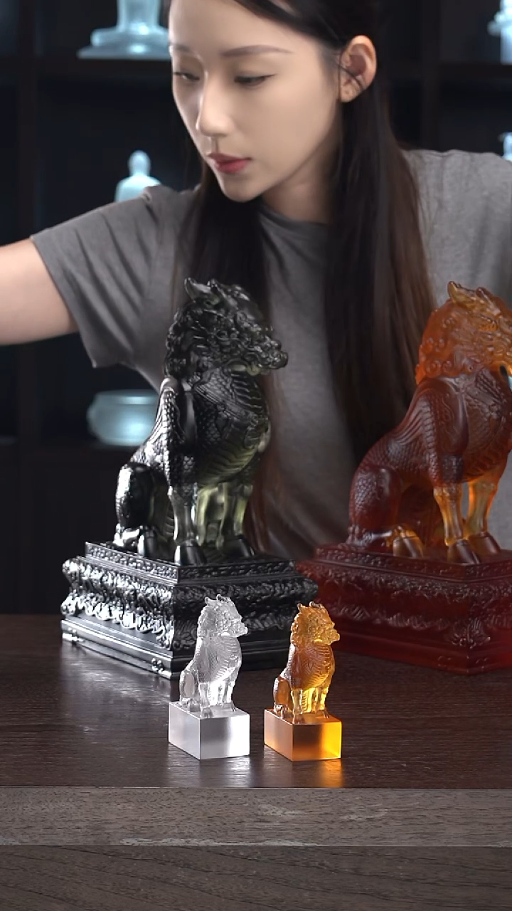 琉璃麒麟印章10CM