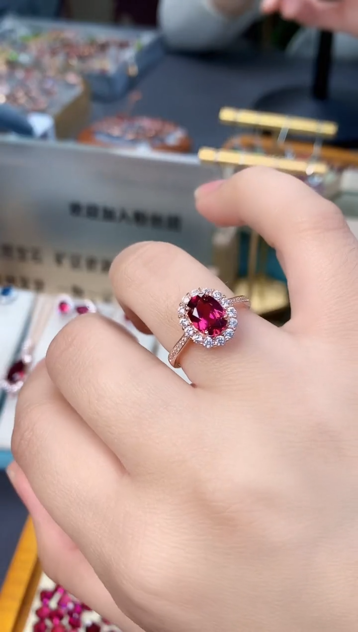 【闪购商品】石榴石戒指银S925镶嵌天然镁铝