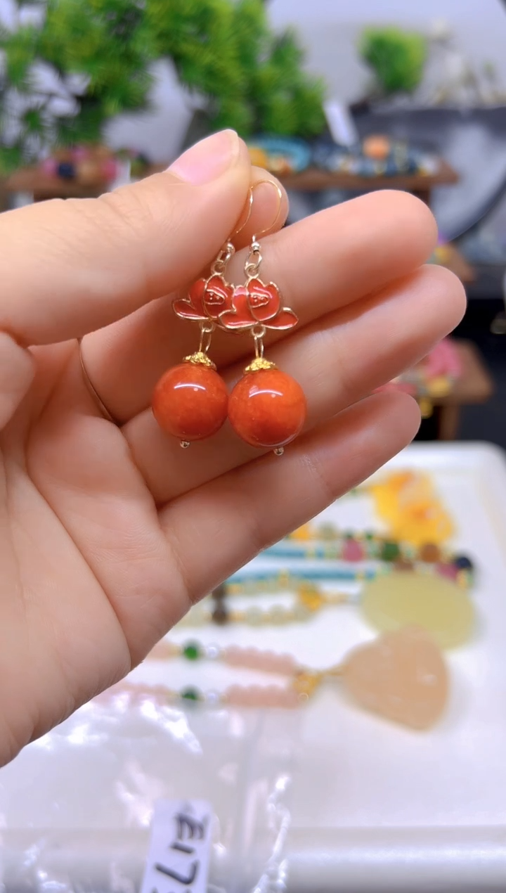 翡翠14K金镶嵌耳饰DIY款E173