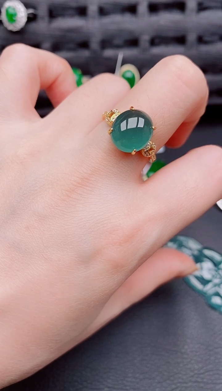【闪购商品】翡翠戒指银S925镶嵌天然a货翡翠689