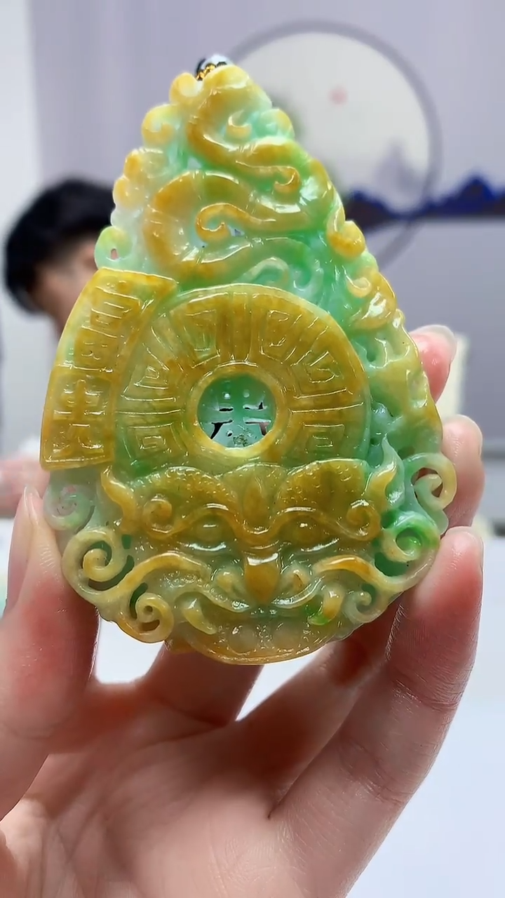 定制翡翠未镶嵌5060zm-毛货赠龙门架仿古牌170