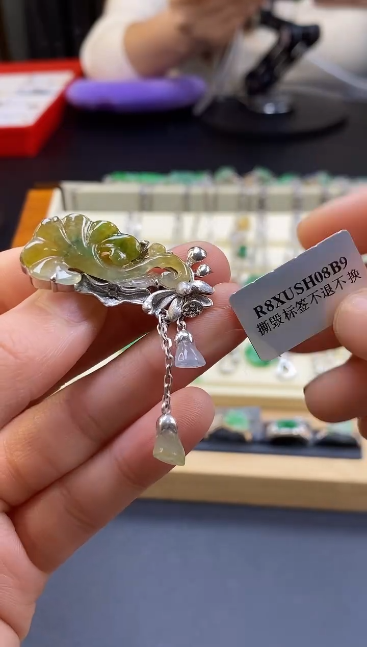 颈饰银S925镶嵌翡翠13614