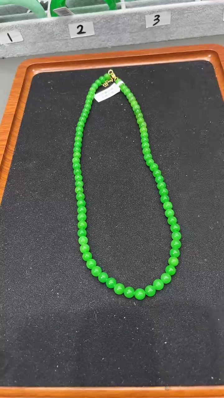 【闪购商品】砖雕s24 正阳绿小米珠项链 卡6mm