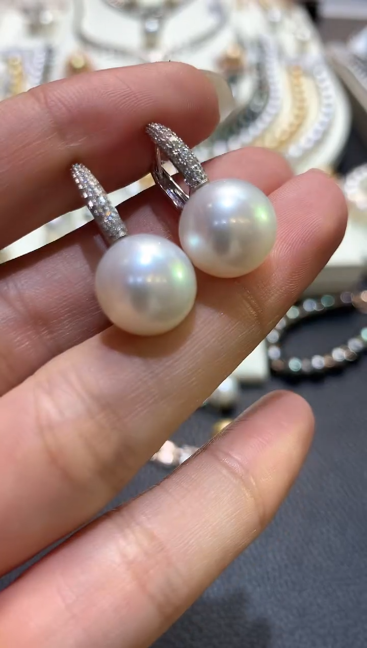 18K金镶嵌耳饰海水珍珠m53   