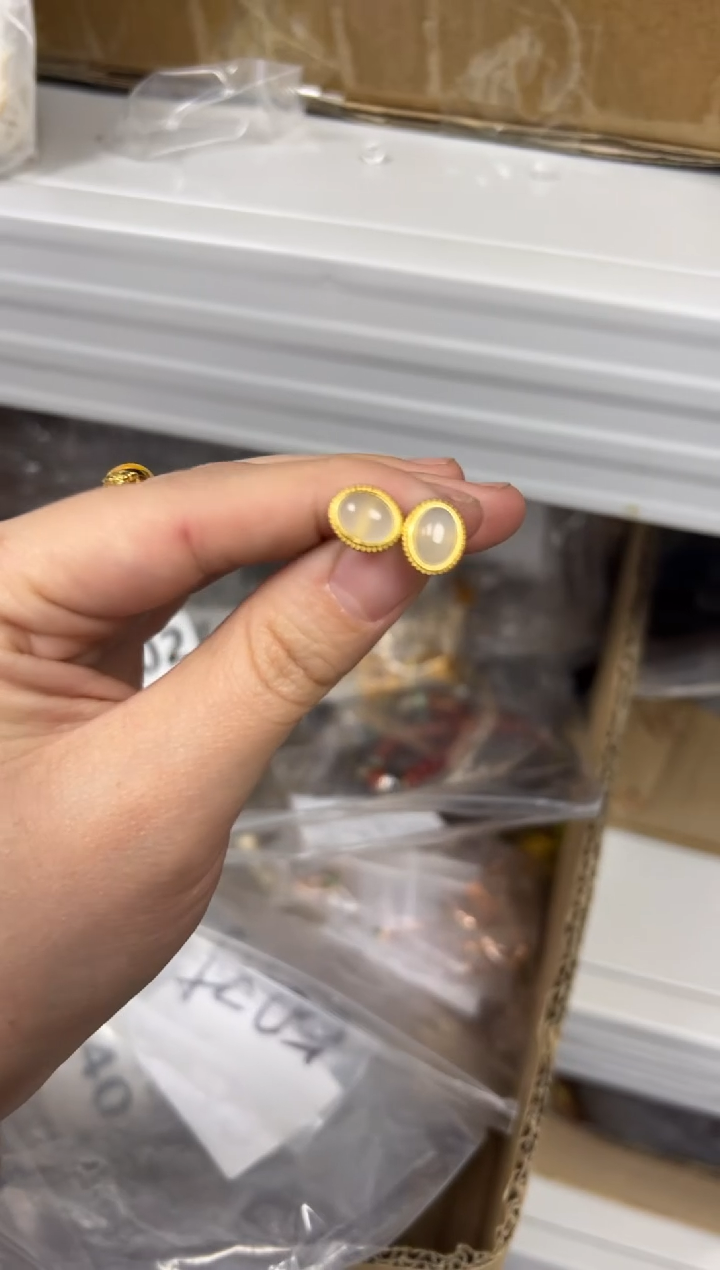 【闪购商品】和田玉耳饰银S925镶嵌和田玉银镶嵌耳钉[2424]