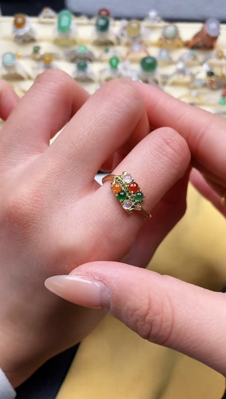 【闪购商品】翡翠戒指银S925镶嵌3333333+6