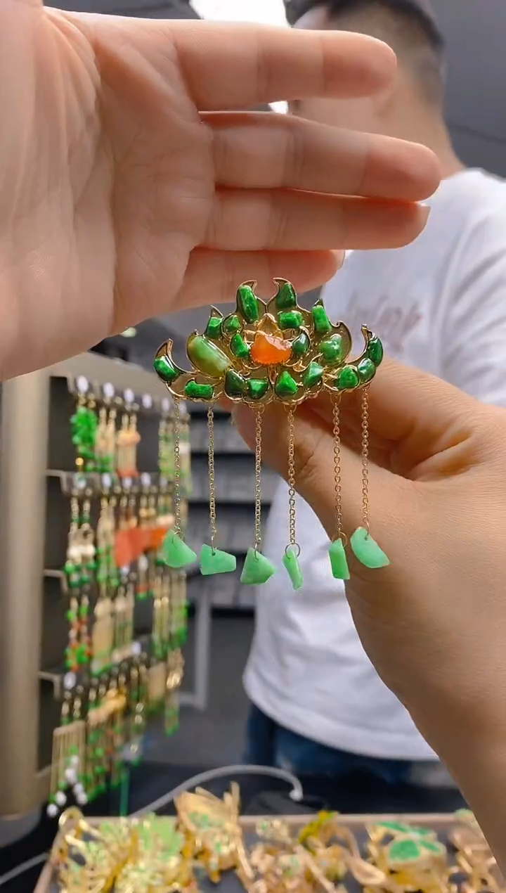 【闪购商品】翡翠耳饰合金0165翡翠发簪