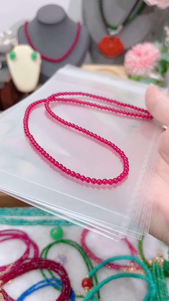 项链 5mm素面红项链 可调节