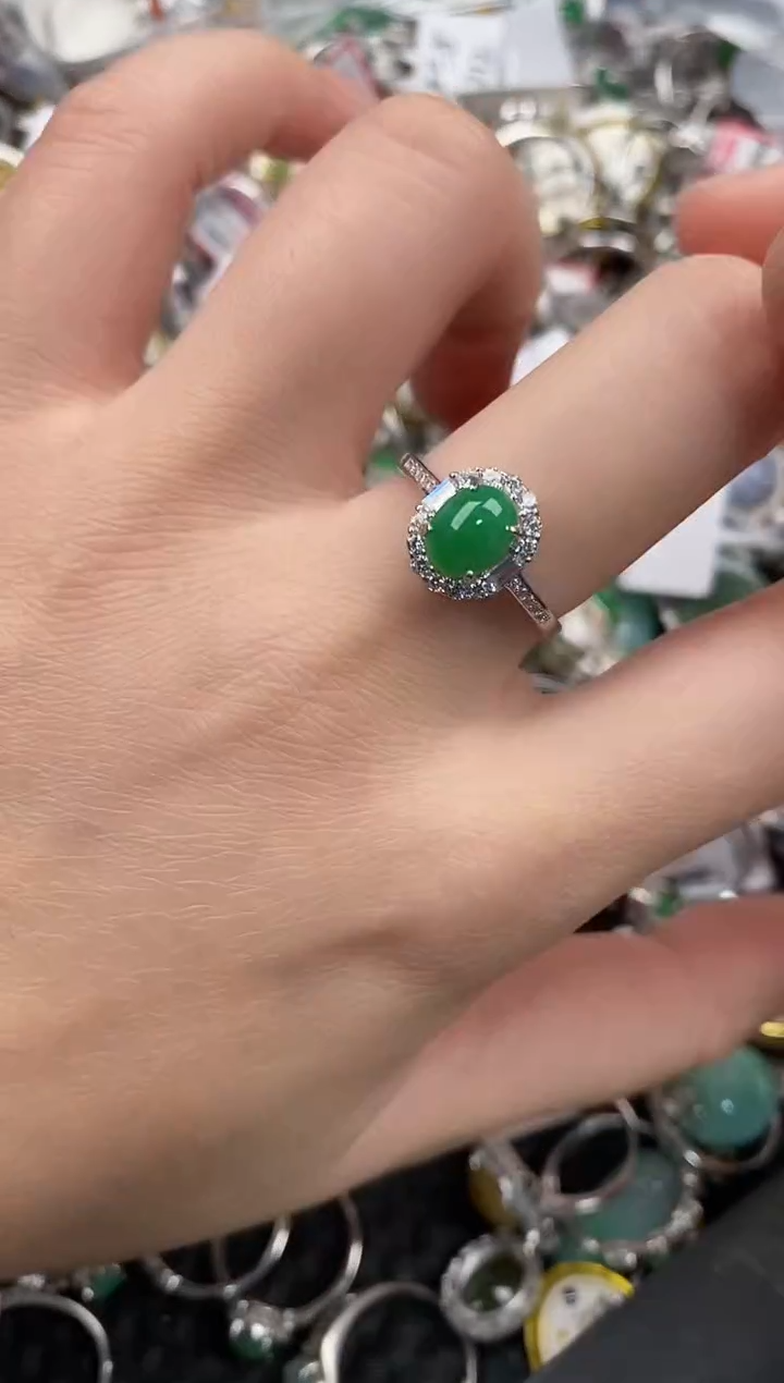 银S925镶嵌戒指翡翠222                2