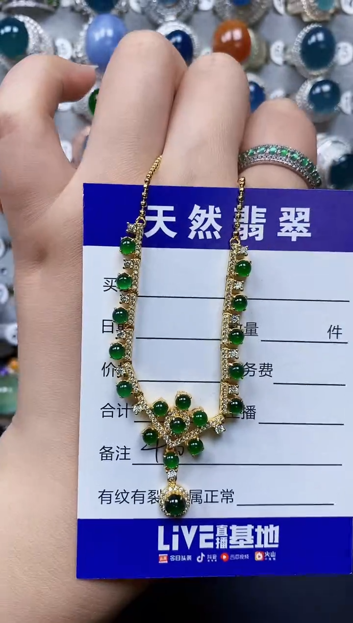 翡翠银S925镶嵌颈饰0460