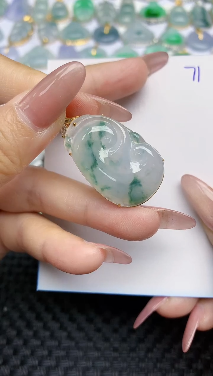 【闪购商品】翡翠颈饰18K金镶嵌天然A货翡翠 71
