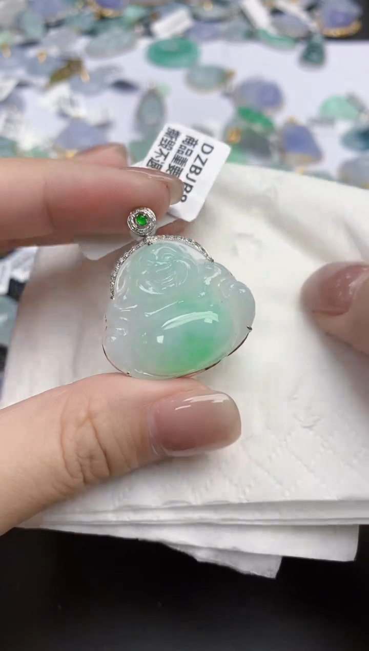 【闪购商品】翡翠颈饰18K金镶嵌天然缅甸翡翠A货