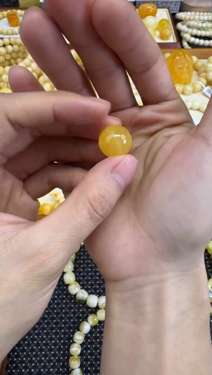 裸石琥珀未镶嵌宝衡 焦皮橘橘单珠14.9mm