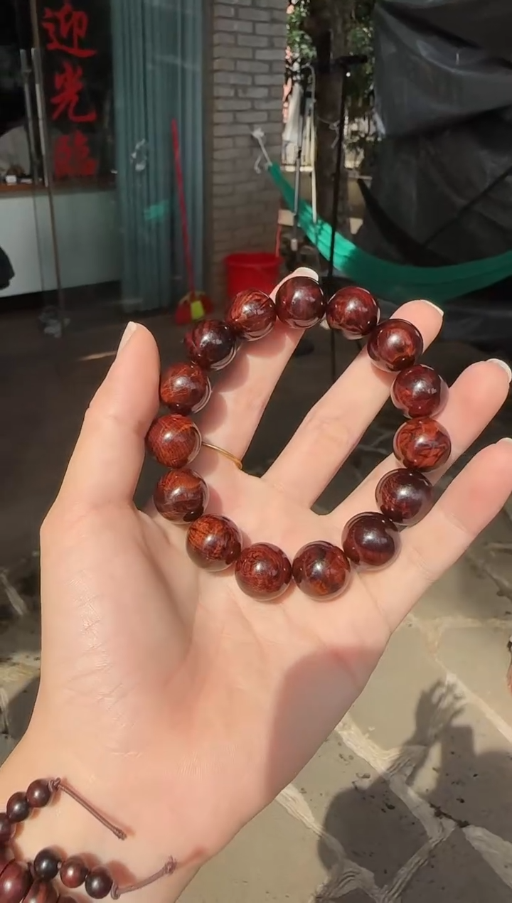 手串/手链黄花梨/降香黄檀1.5紫油梨水波带瘤疤土埋老料