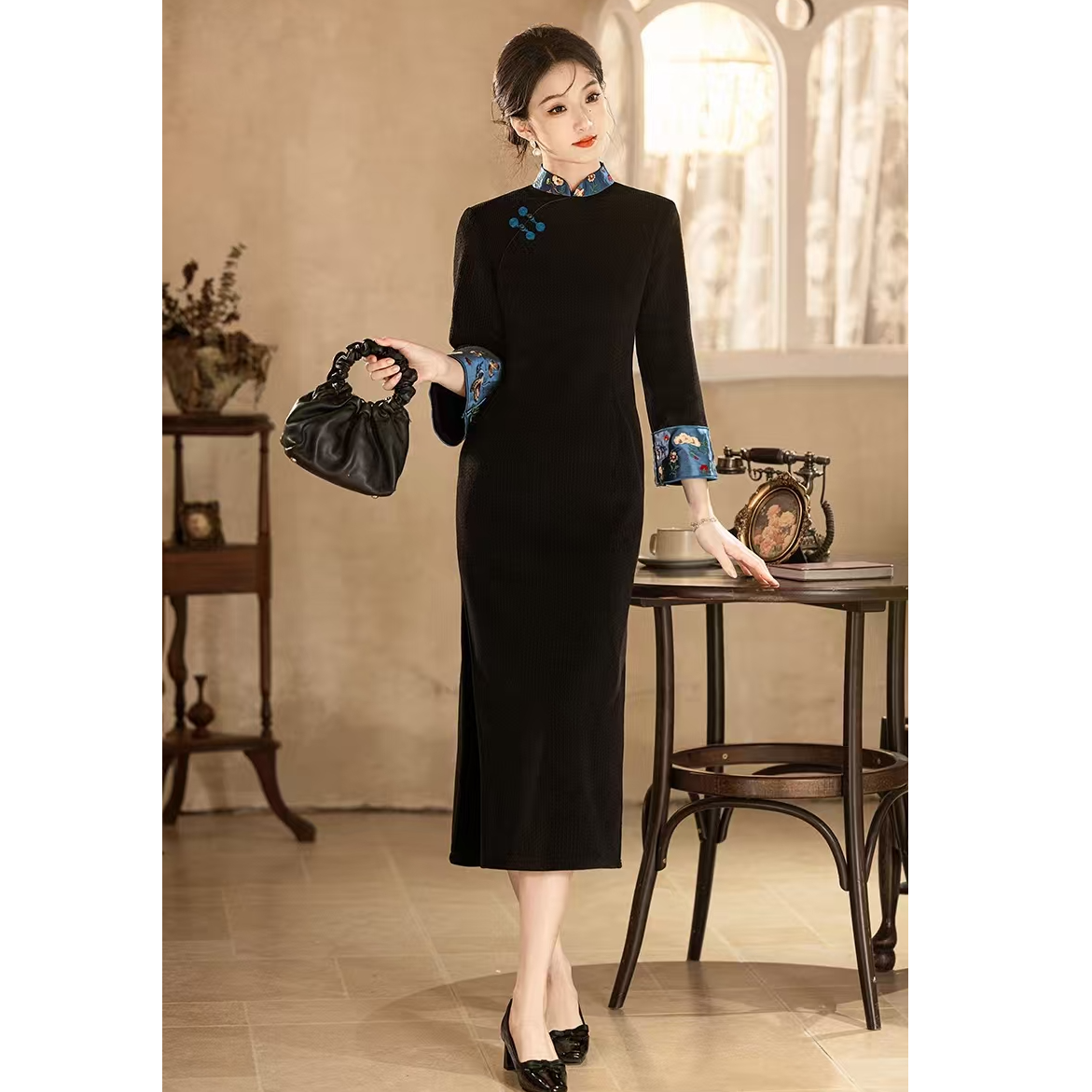 【乌锦冬澜】旗袍2025冬季新款新中式加厚气质日常款修身复古优雅