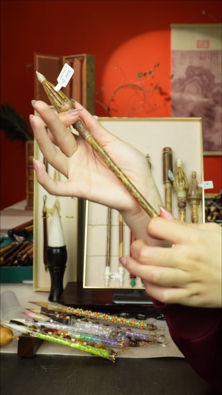 418号闪孤品高货毛笔链接 清水试笔 蘸墨不退