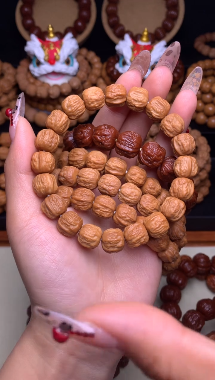 【闪购商品】文玩核桃手串12-13mm+金蟾蛤蟆头龙炎深雕全品