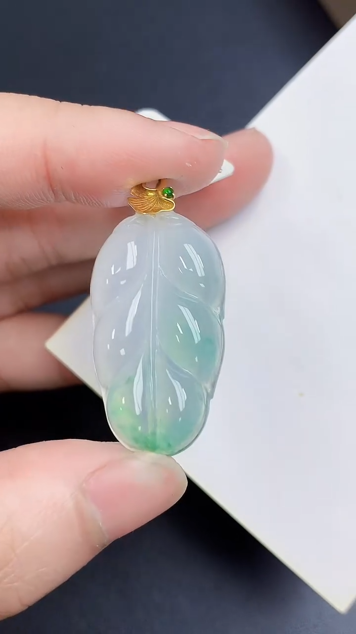 颈饰18K金镶嵌翡翠 天然缅甸A货百元以上9元证书费自理