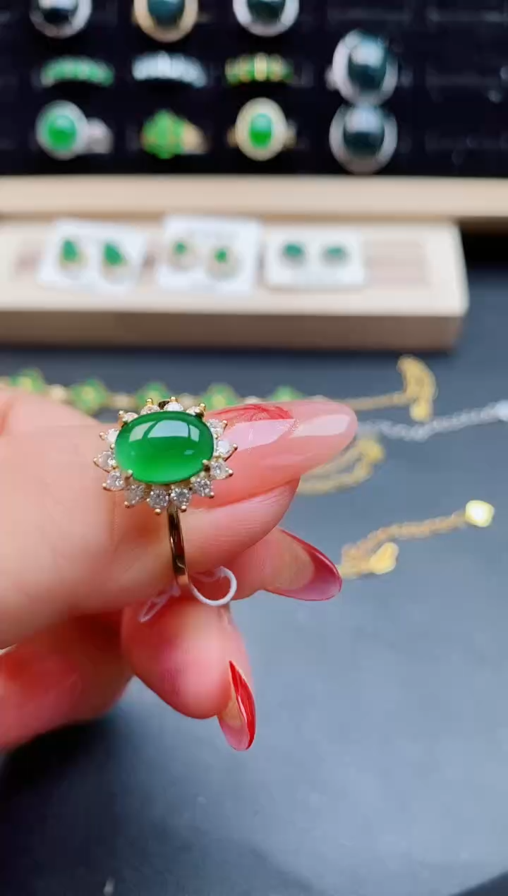 【闪购商品】翡翠戒指银S925镶嵌50800