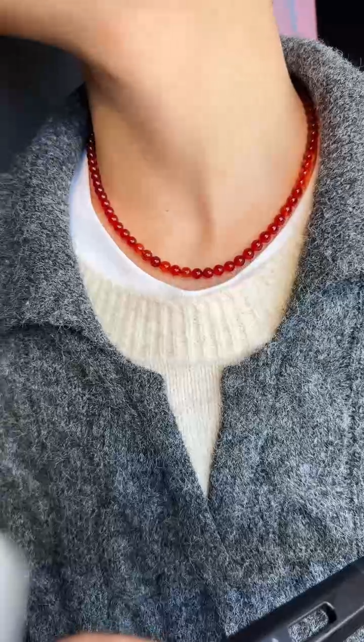 琥珀颈饰未镶嵌#34缅甸琥珀血珀妈妈链6mm