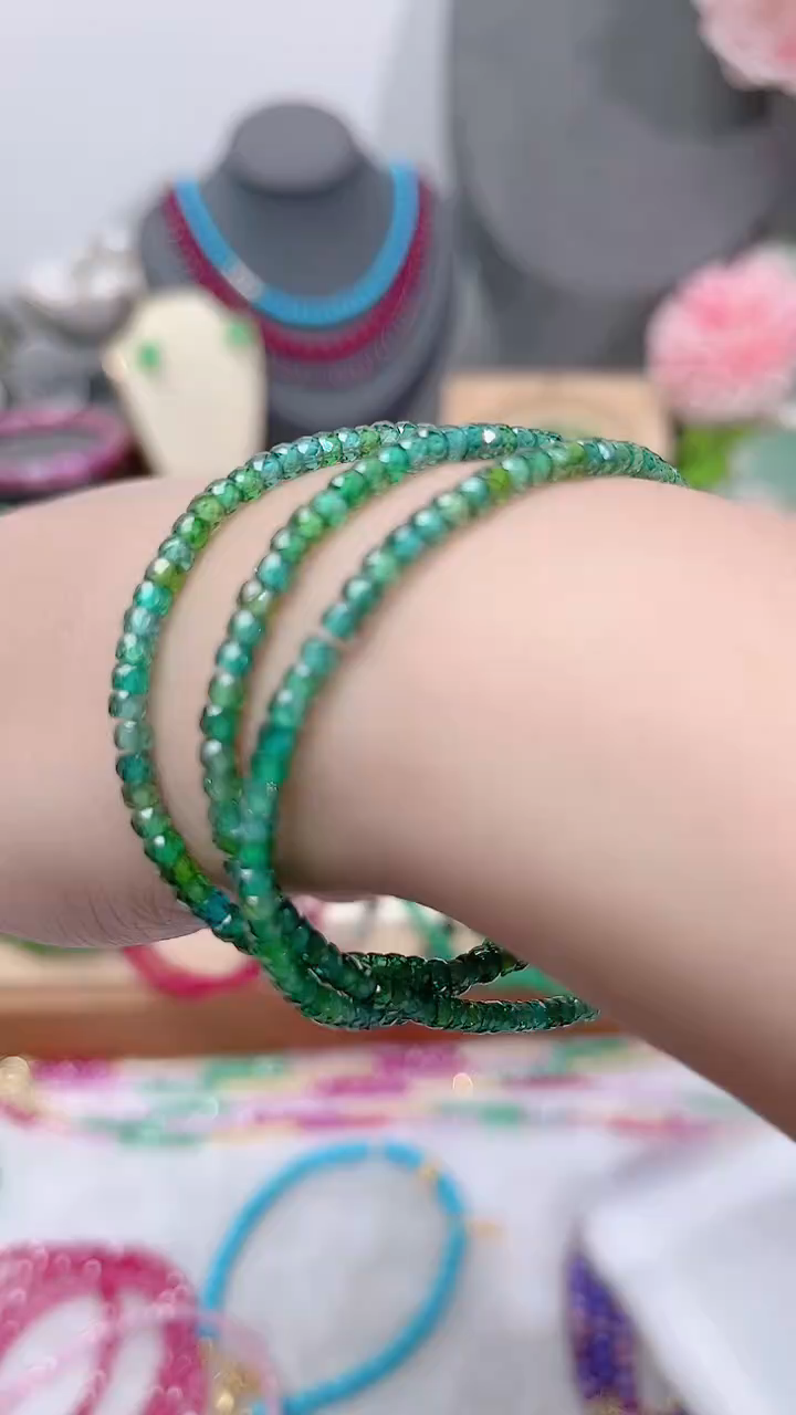 银S925镶嵌手链尖晶石吸扣三圈99