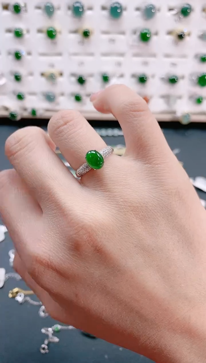 【闪购商品】翡翠戒指银S925镶嵌天然翡翠