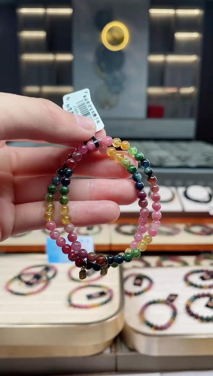 未镶嵌老矿碧玺彩虹单圈手串5mm+碧玺多样性发一条xion