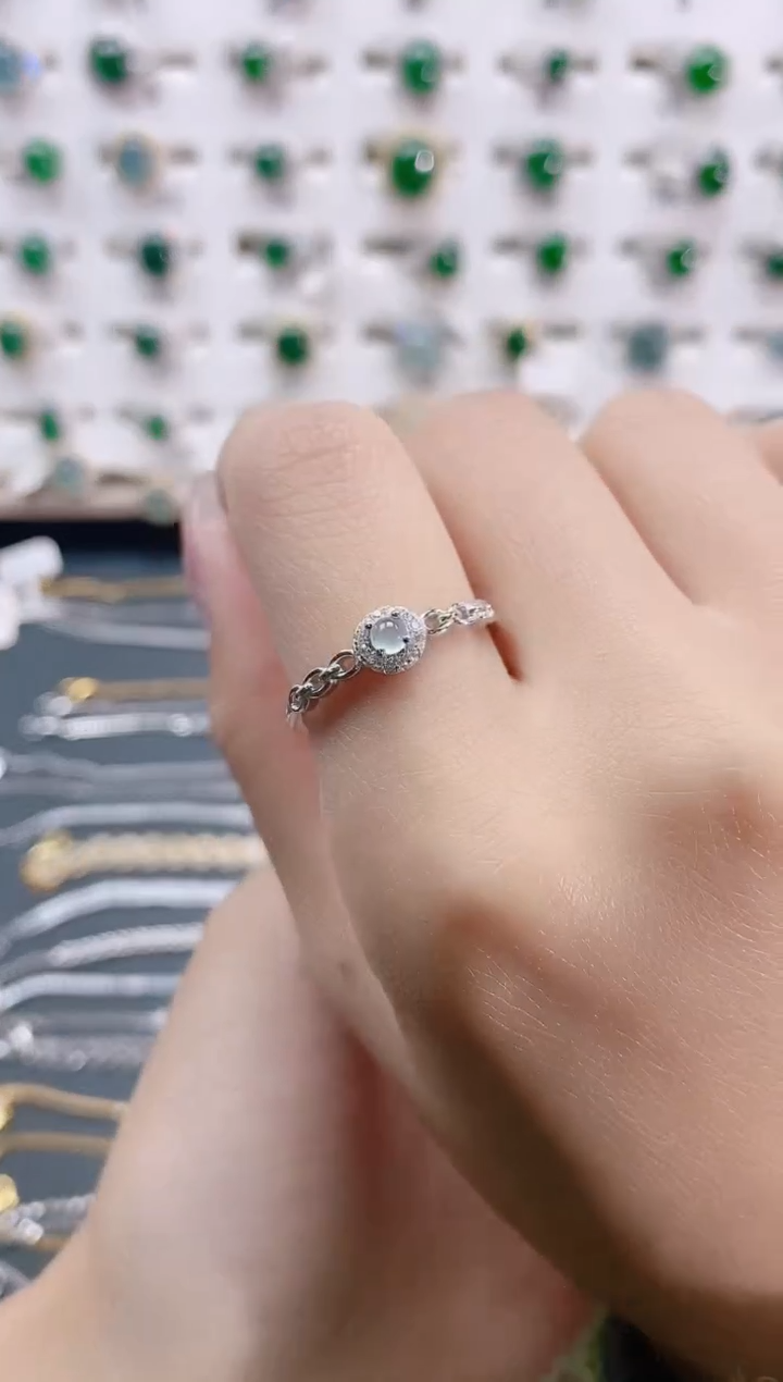 【闪购商品】翡翠戒指银S925镶嵌天然翡翠