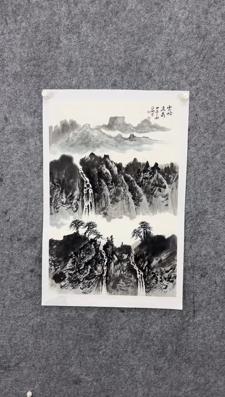 【闪购商品】国画69*34画家海娜（海小娜）山水画已托裱