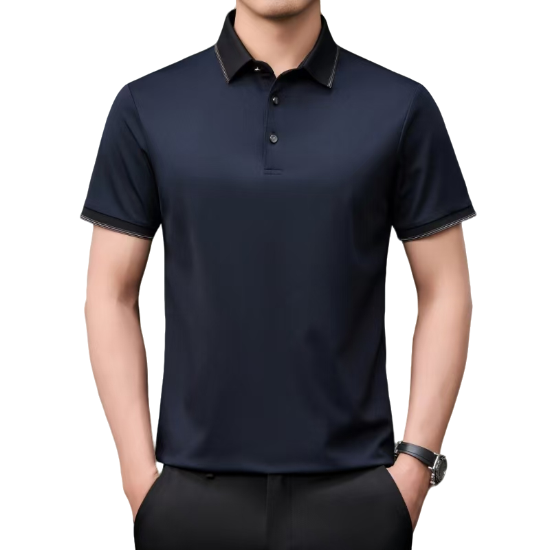 [高端桑蚕冰丝]商务休闲夏季高温定型Polo衫丝光棉宽松