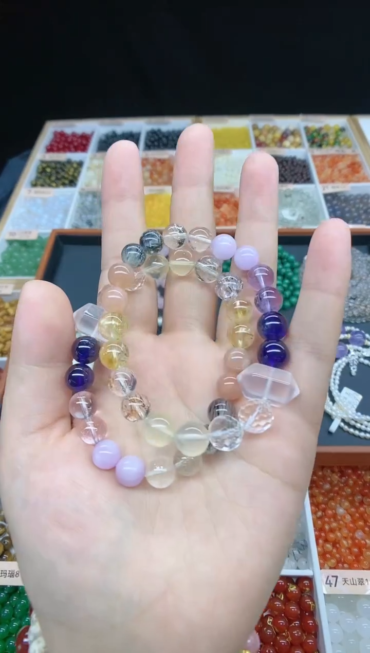 【闪购商品】水晶手串未镶嵌水晶柱多宝 多样性发一