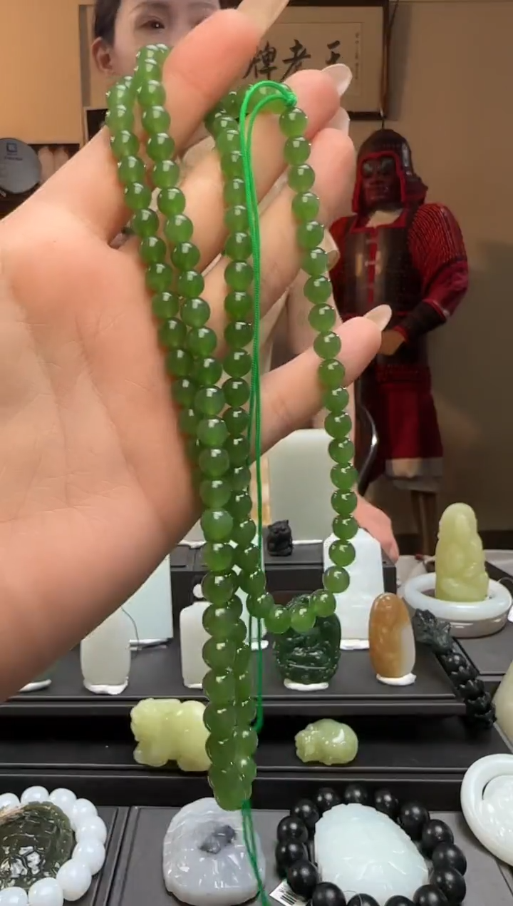 【闪购商品】和田玉碧玉圆珠未镶嵌长链