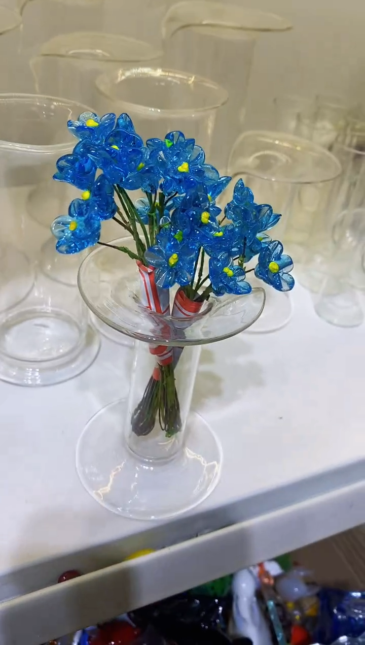 【闪购商品】琉璃手工艺品2把花+花瓶