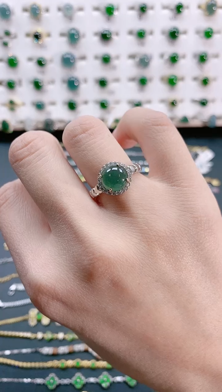 【闪购商品】翡翠戒指银S925镶嵌天然翡翠