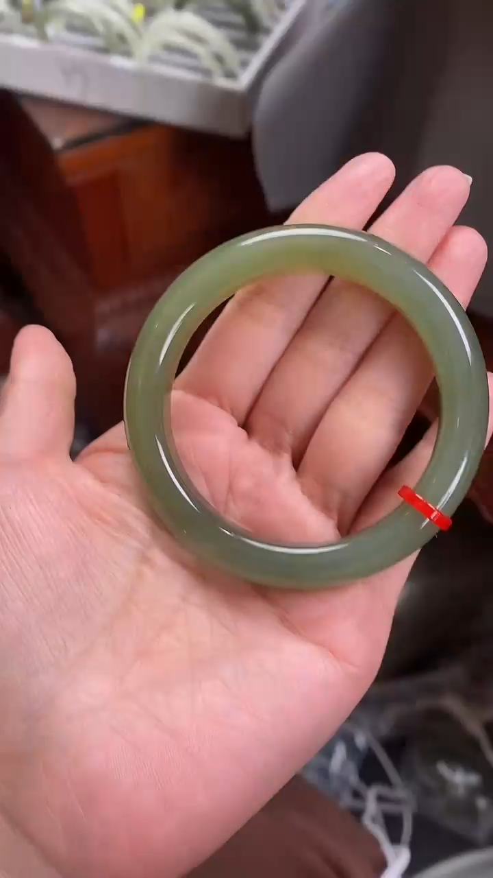 未镶嵌手镯和田玉馬*和田玉青海料手镯57mm